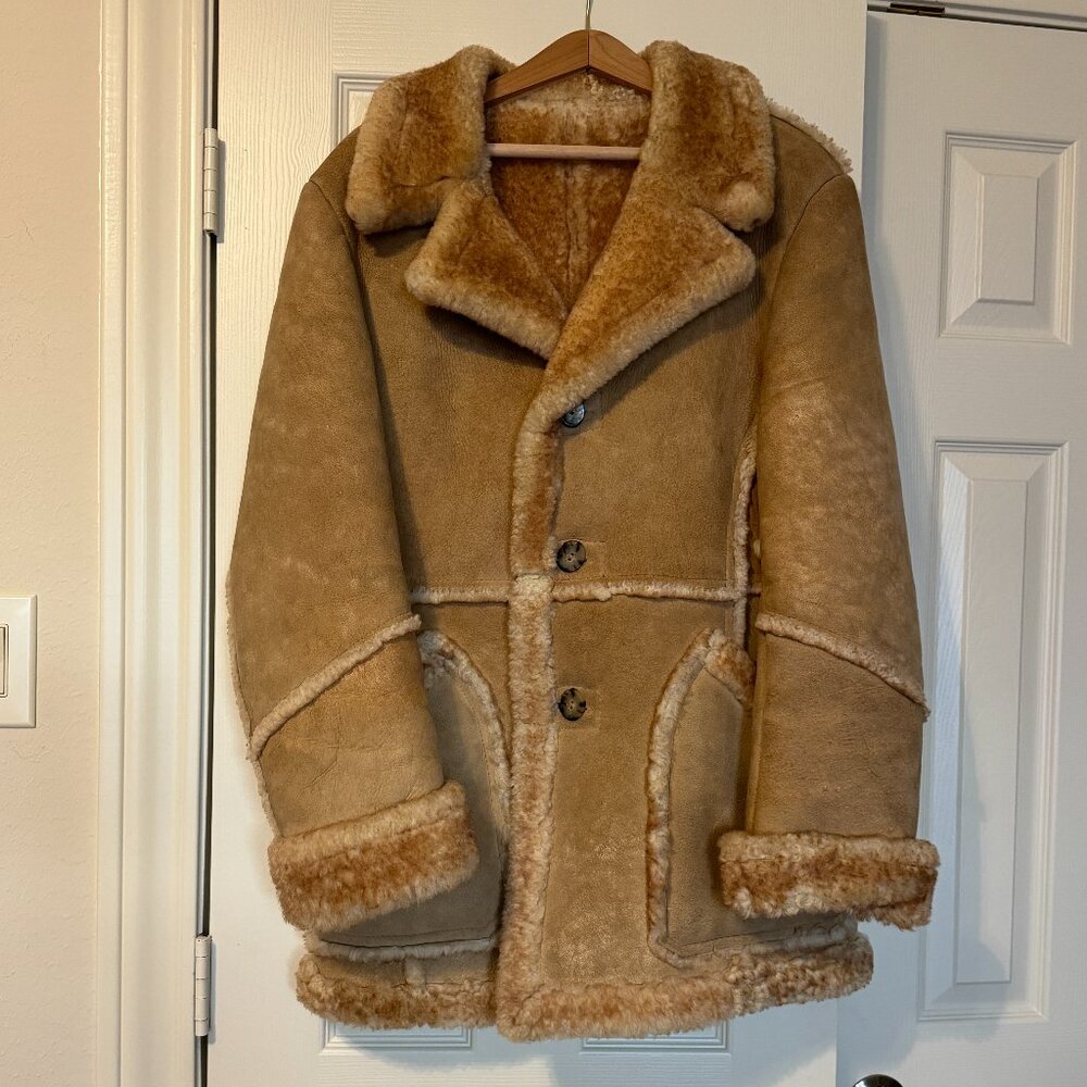 🎉HP🎉 Vintage Wilsons Suede & Leather 100% Wool Shearling Coat Size 36 Rare HTF